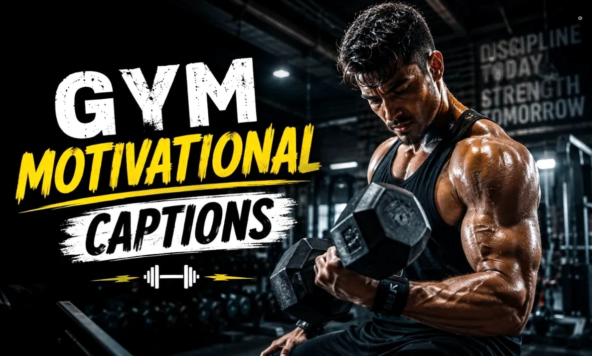 Motivational gym caption graphic for Instagram workout posts